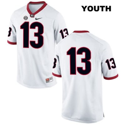 Youth Georgia Bulldogs NCAA #13 Elijah Holyfield Nike Stitched White Authentic No Name College Football Jersey BEL0254RP